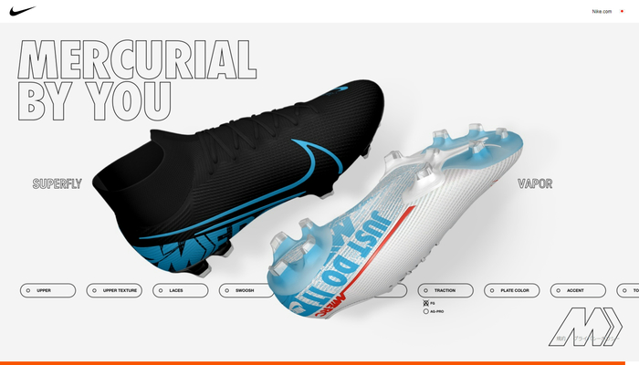 Nike のフットボール用スパイク Mercurial を自分好みにカスタマイズできる Mercurial By You Webgl 総本山