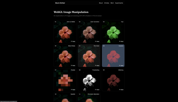 解説付きで様々なシェーダによる効果を楽しめる Maxim McNair さんの WebGL Image Processing - WebGL 総本山