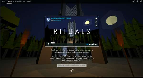 クリック型の探索アドベンチャーゲーム Rituals のウェブサイトは 