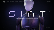 表面の質感もリアルなロボット 3D モデルが登場する AI 関連事業を展開する SINT のウェブサイト